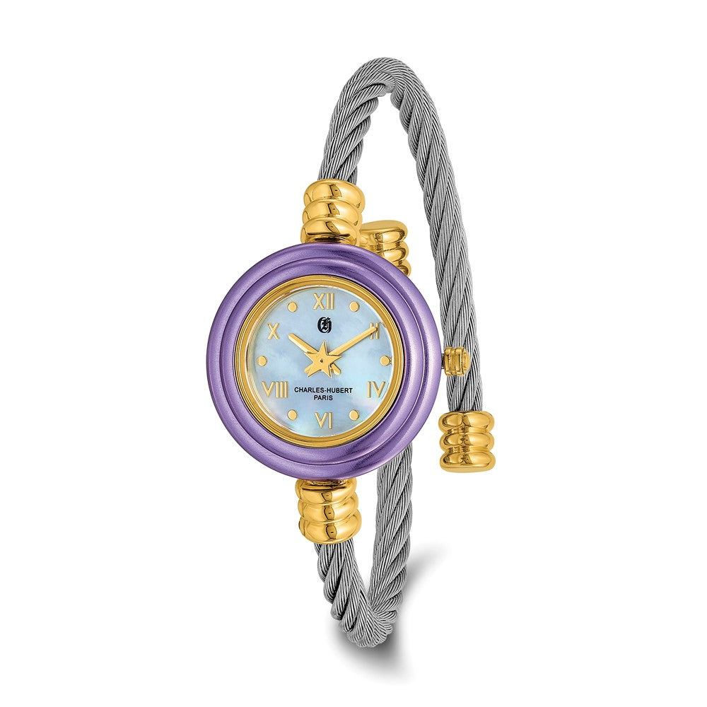 Alternate view of the Charles Hubert Ladies Gold Tone Stnlss Stl 7 Color Bezels Bangle Watch by The Black Bow Jewelry Co.