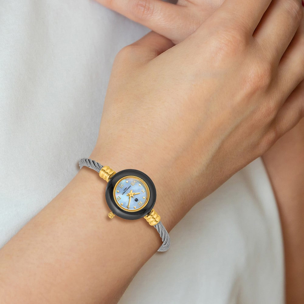 Alternate view of the Charles Hubert Ladies Gold Tone Stnlss Stl 7 Color Bezels Bangle Watch by The Black Bow Jewelry Co.