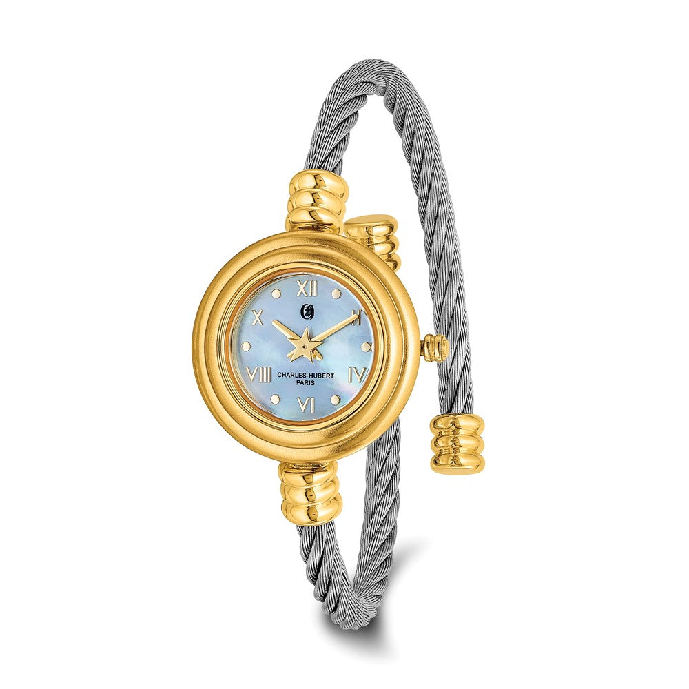Alternate view of the Charles Hubert Ladies Gold Tone Stnlss Stl 7 Color Bezels Bangle Watch by The Black Bow Jewelry Co.
