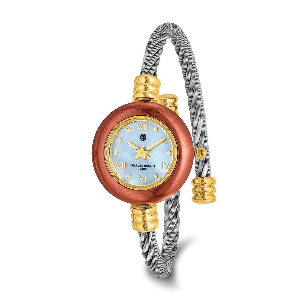 Alternate view of the Charles Hubert Ladies Gold Tone Stnlss Stl 7 Color Bezels Bangle Watch by The Black Bow Jewelry Co.