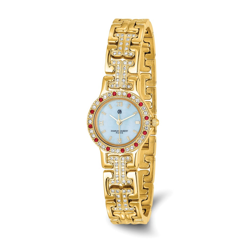 Alternate view of the Charles Hubert Ladies Gold-Tone MOP Dial with 4 Crystal Bezels Watch by The Black Bow Jewelry Co.