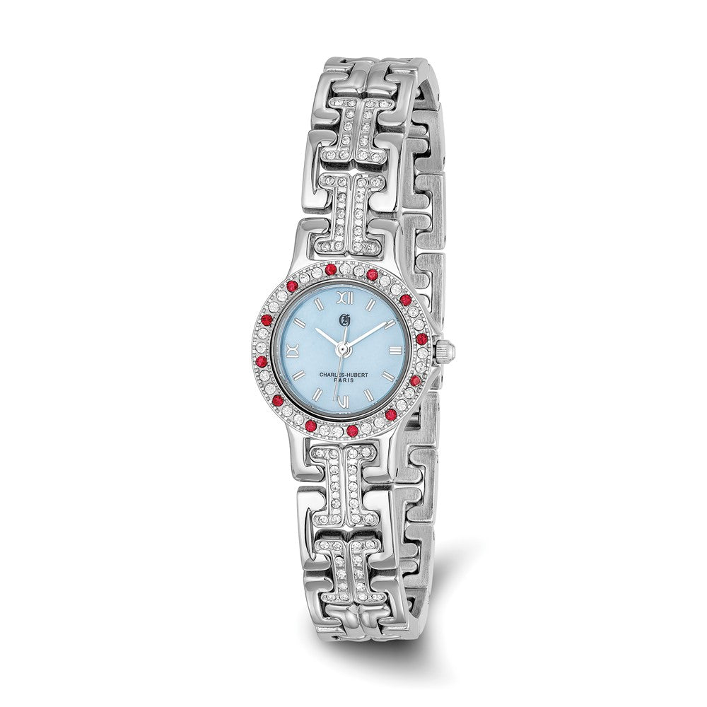 Alternate view of the Charles Hubert Ladies Blue MOP Dial with 4 Color Crystal Bezels Watch by The Black Bow Jewelry Co.