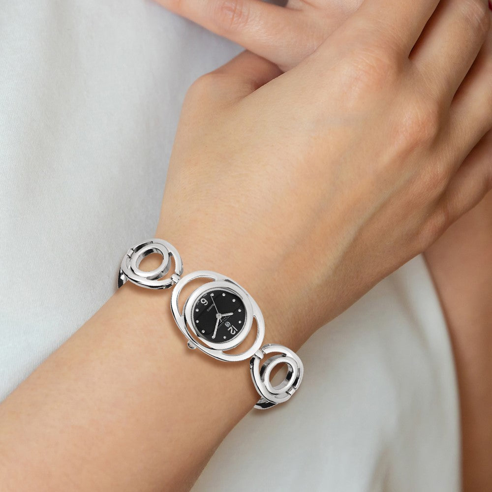 Alternate view of the Charles Hubert Ladies Chrome Finish Black Sunray Dial Quartz Watch by The Black Bow Jewelry Co.