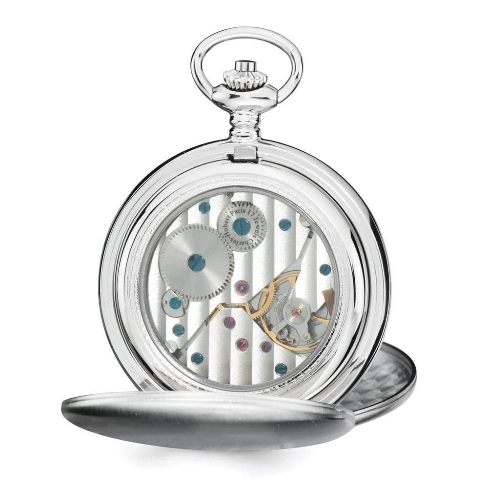 Alternate view of the Charles Hubert Satin Stainless Steel White Dial Pocket Watch 54mm by The Black Bow Jewelry Co.