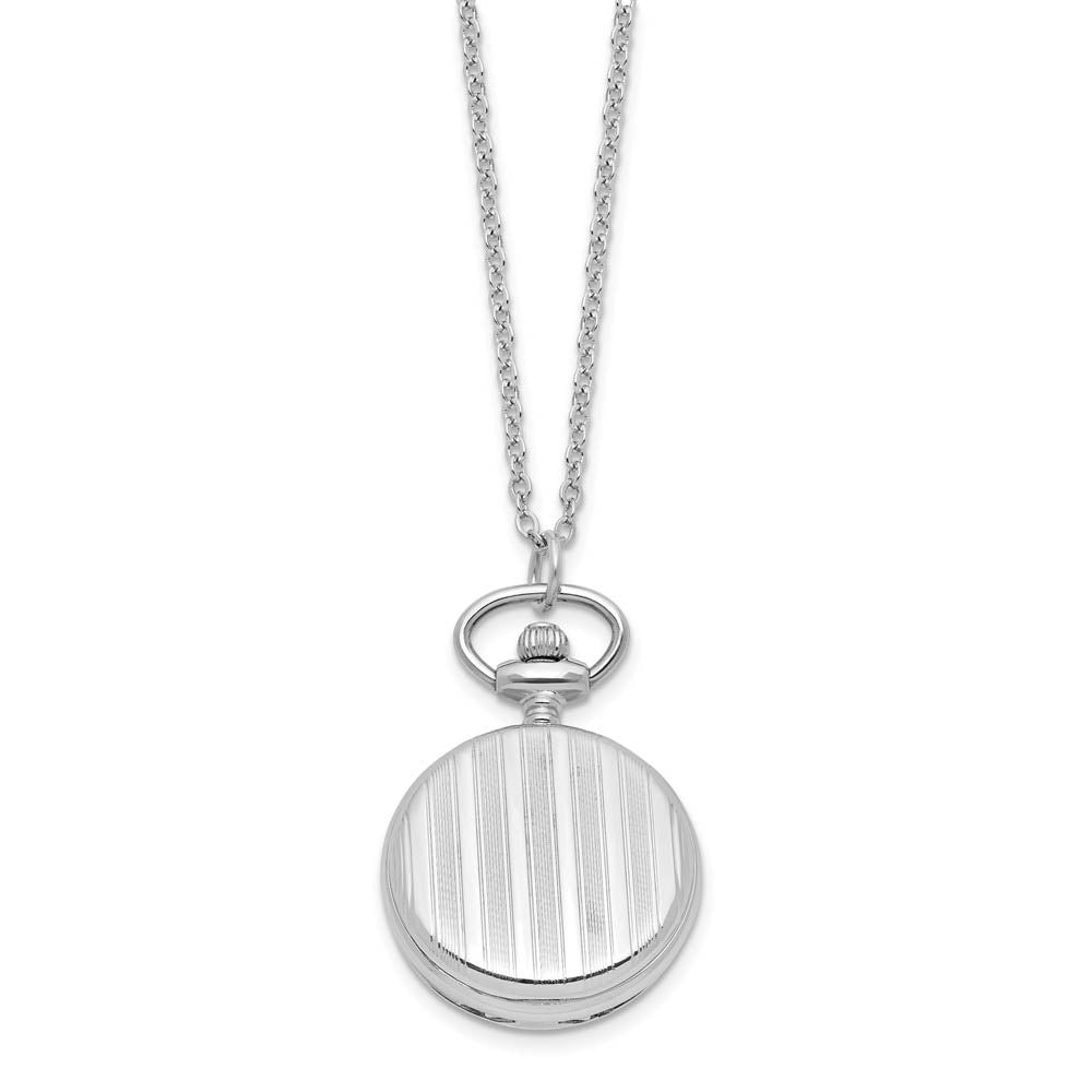 Alternate view of the Charles Hubert Chrome-finish Stripe Design Pendant Watch by The Black Bow Jewelry Co.