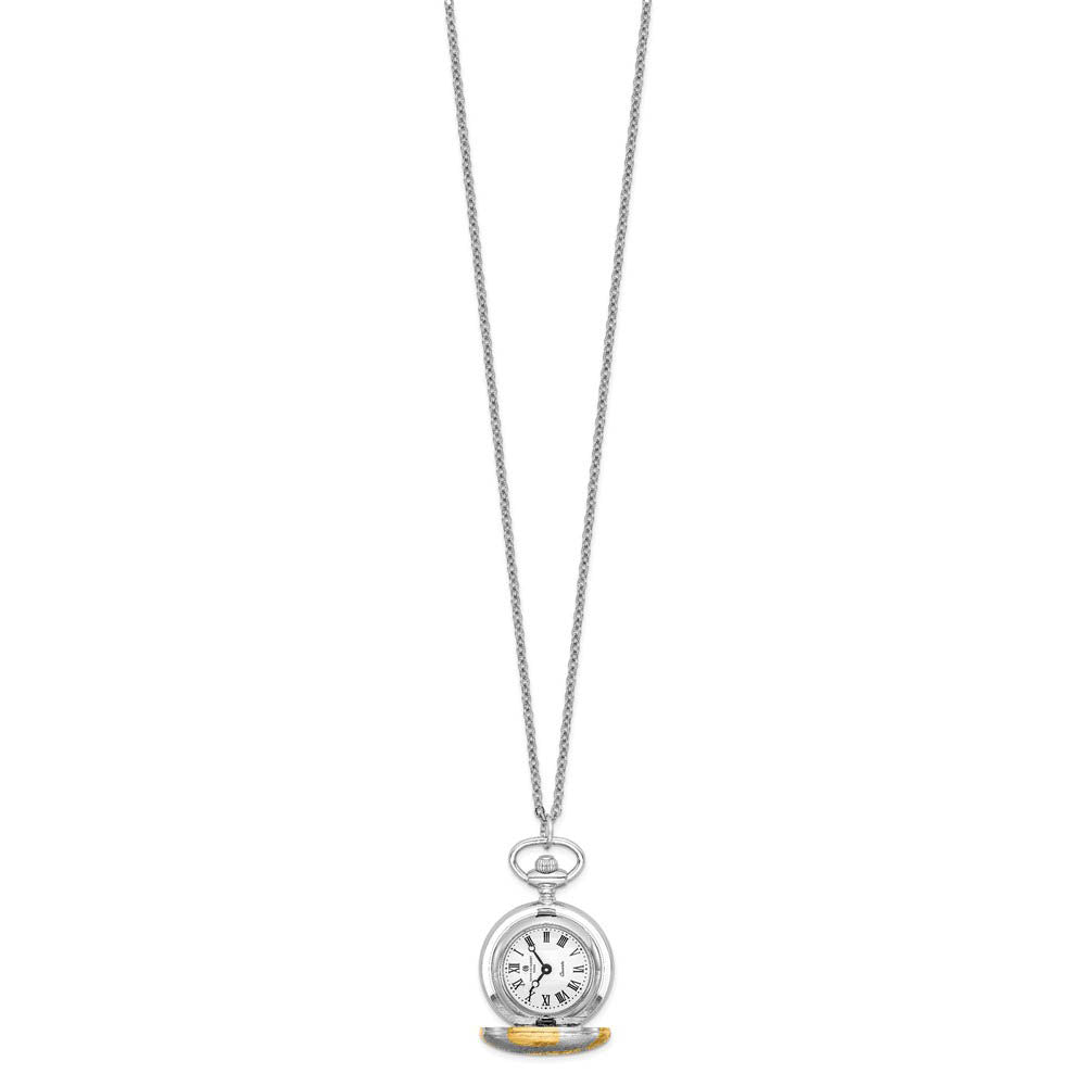 Alternate view of the Charles Hubert Two-tone Floral Design Pendant Watch, 28 Inch by The Black Bow Jewelry Co.