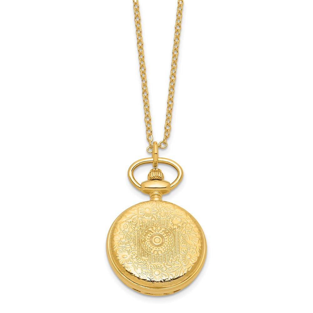 Alternate view of the Charles Hubert Two-tone Floral Design 26mm Pendant Watch, 28 Inch by The Black Bow Jewelry Co.