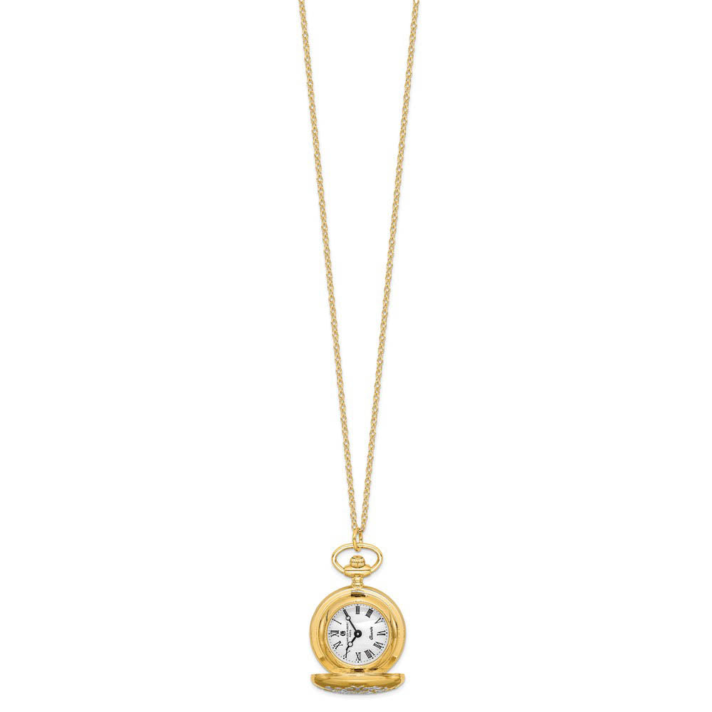 Alternate view of the Charles Hubert Two-tone Floral Design 26mm Pendant Watch, 28 Inch by The Black Bow Jewelry Co.
