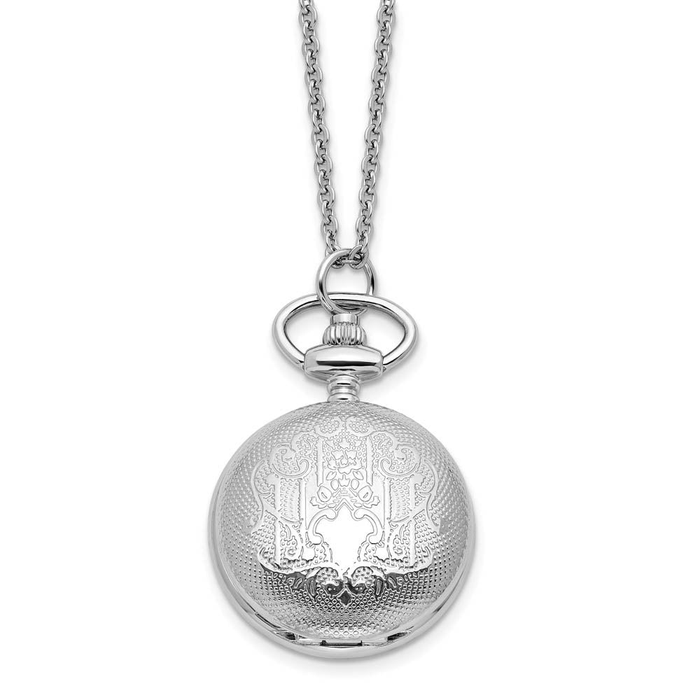 Alternate view of the Charles Hubert Chrome-finish Quilted Design Pendant Watch by The Black Bow Jewelry Co.