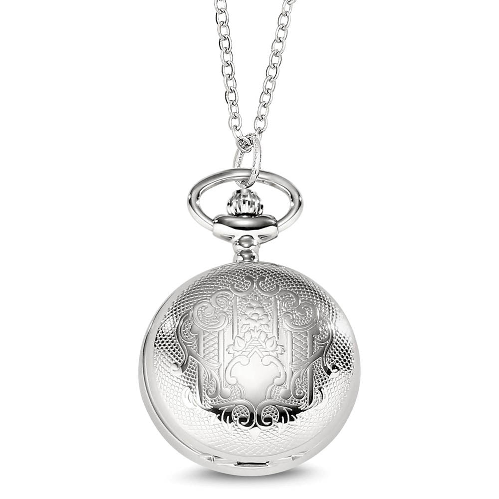 Alternate view of the Charles Hubert Chrome-finish Quilted Design Pendant Watch by The Black Bow Jewelry Co.