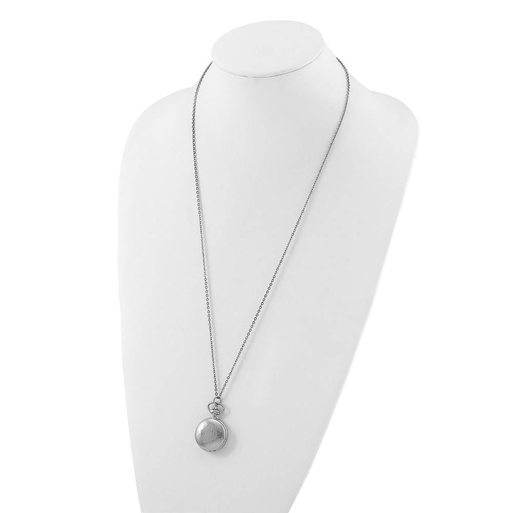 Alternate view of the Charles Hubert Chrome-finish Quilted Design Pendant Watch by The Black Bow Jewelry Co.