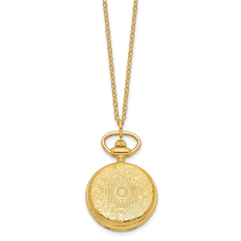 Alternate view of the Charles Hubert Gold-finish Quilted Design Pendant Watch by The Black Bow Jewelry Co.