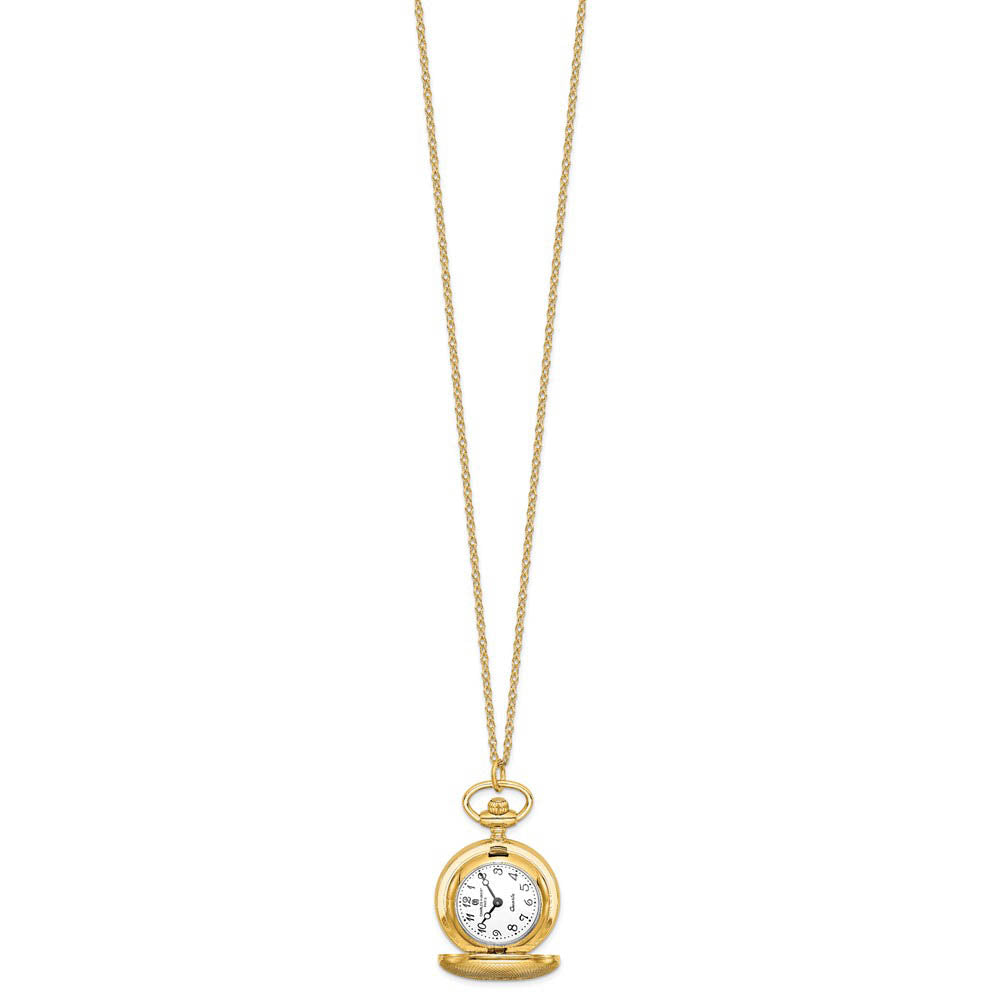Alternate view of the Charles Hubert Gold-finish Quilted Design Pendant Watch by The Black Bow Jewelry Co.