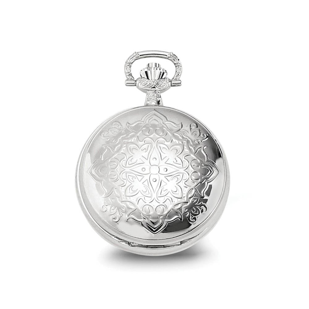 Alternate view of the Charles Hubert Polished Chrome-finish Floral Design Pocket Watch 44mm by The Black Bow Jewelry Co.