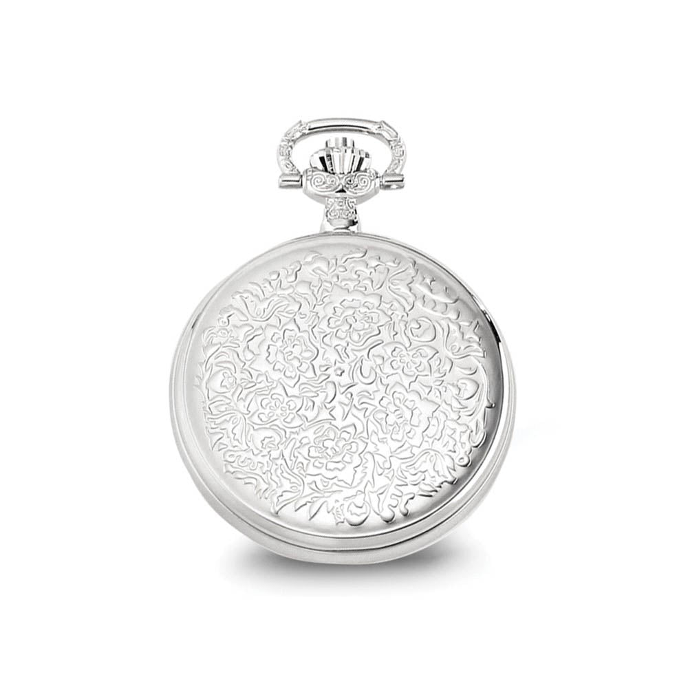 Alternate view of the Charles Hubert Polished Chrome-finish Floral Design Pocket Watch 44mm by The Black Bow Jewelry Co.