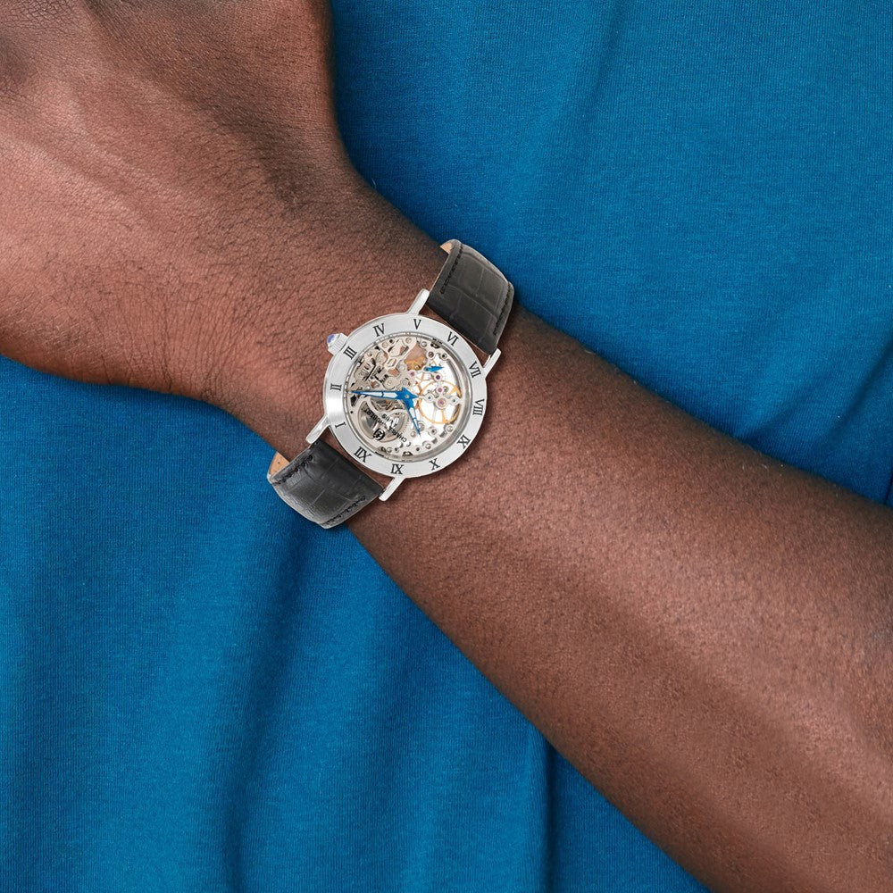 Alternate view of the Charles Hubert Ladies Stainless Skeleton Dial Leather Band 35mm Watch by The Black Bow Jewelry Co.