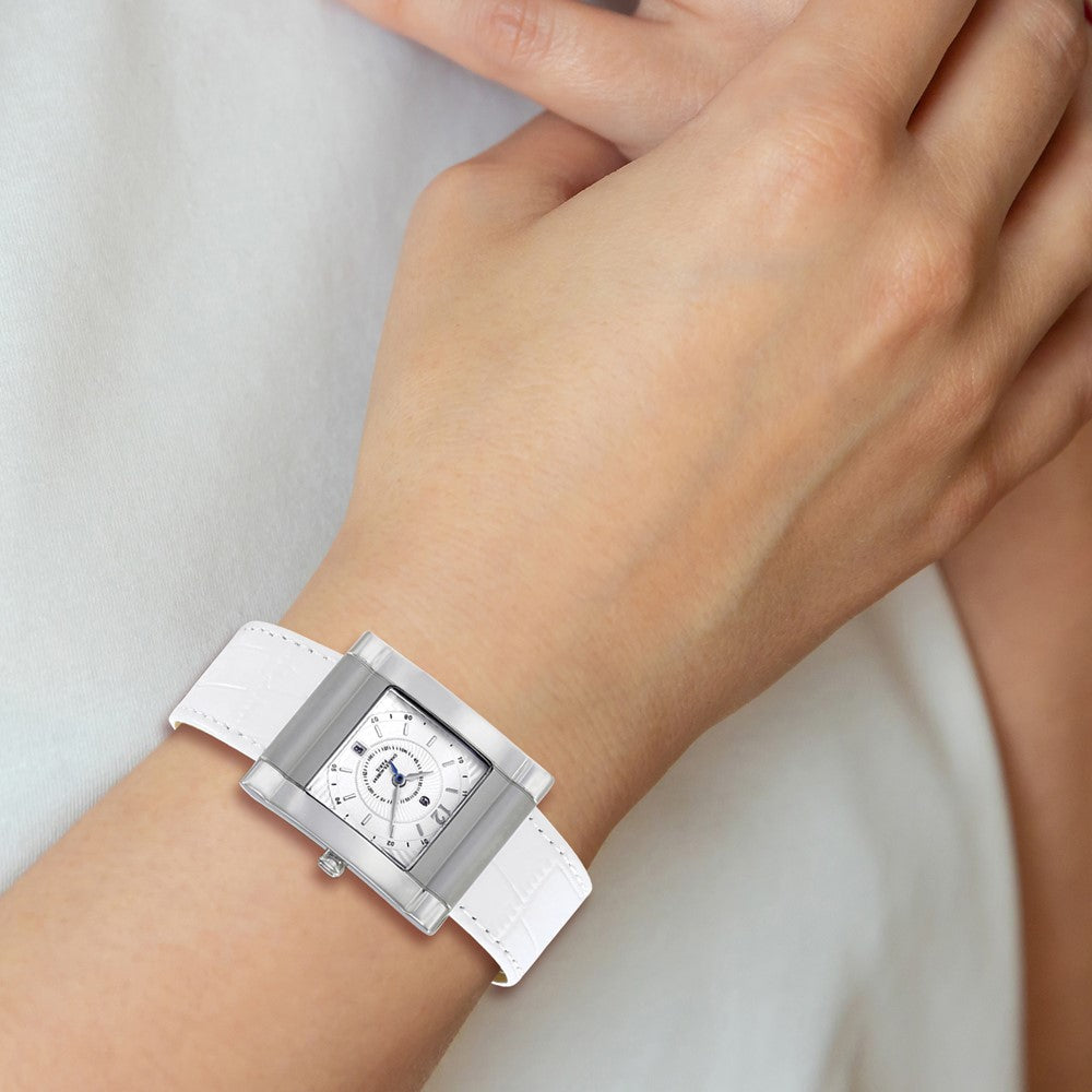 Alternate view of the Charles Hubert Ladies Stainless Leather Band 29x35mm Watch by The Black Bow Jewelry Co.