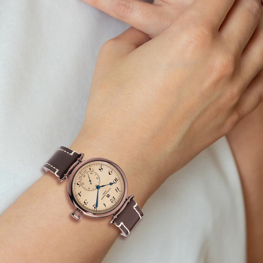 Alternate view of the Charles Hubert Mens IP Brown Stainless Leather Band 46mm Watch by The Black Bow Jewelry Co.