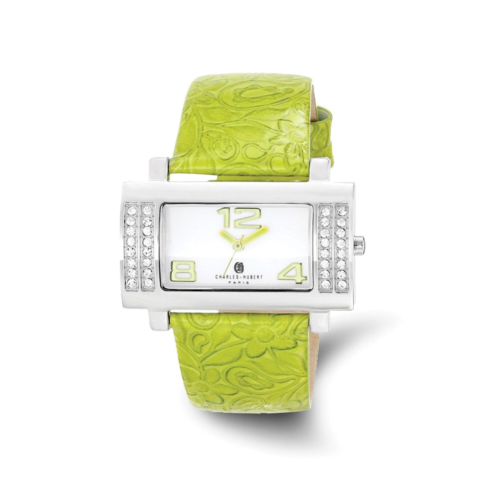 Charles Hubert Ladies Stainless Green Leather 40x23mm Watch, Item W8713 by The Black Bow Jewelry Co.