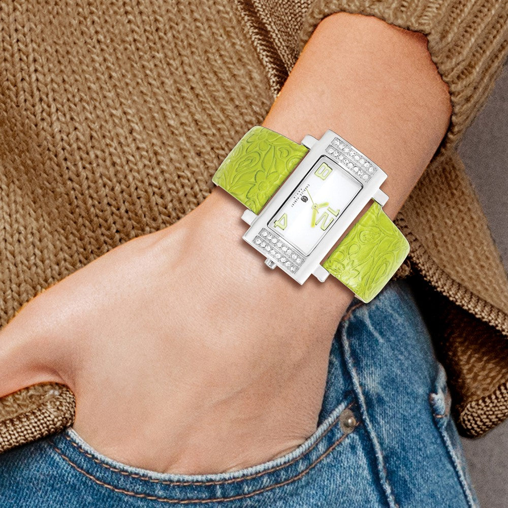 Alternate view of the Charles Hubert Ladies Stainless Green Leather 40x23mm Watch by The Black Bow Jewelry Co.