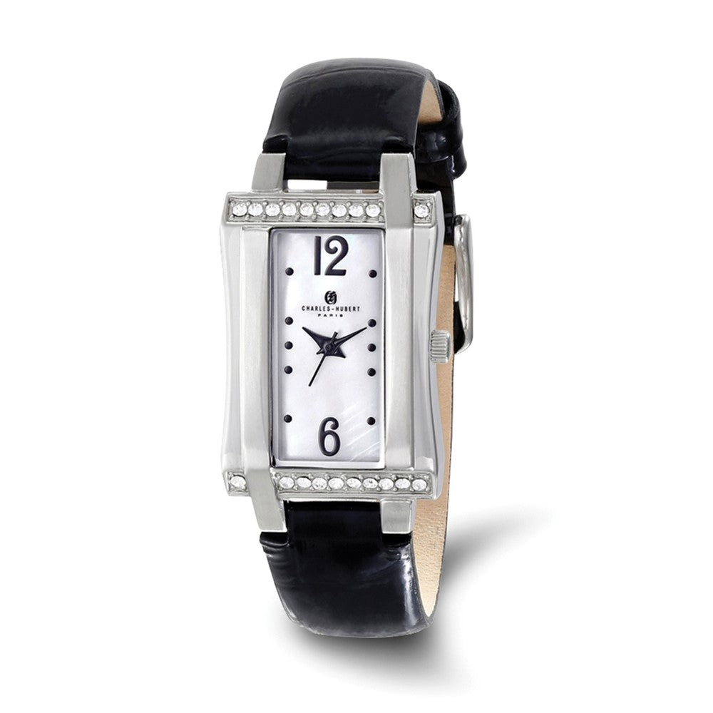 Charles Hubert Ladies Stainless Leather Band 23x32mm Watch, Item W8719 by The Black Bow Jewelry Co.