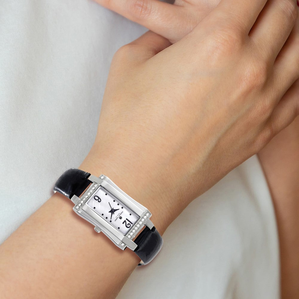 Alternate view of the Charles Hubert Ladies Stainless Leather Band 23x32mm Watch by The Black Bow Jewelry Co.