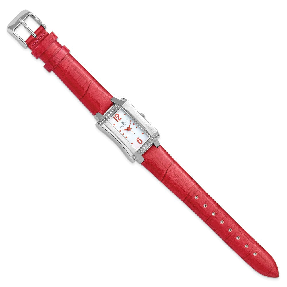 Alternate view of the Charles Hubert Ladies Stainless Red Leather Band 23x32mm Watch by The Black Bow Jewelry Co.