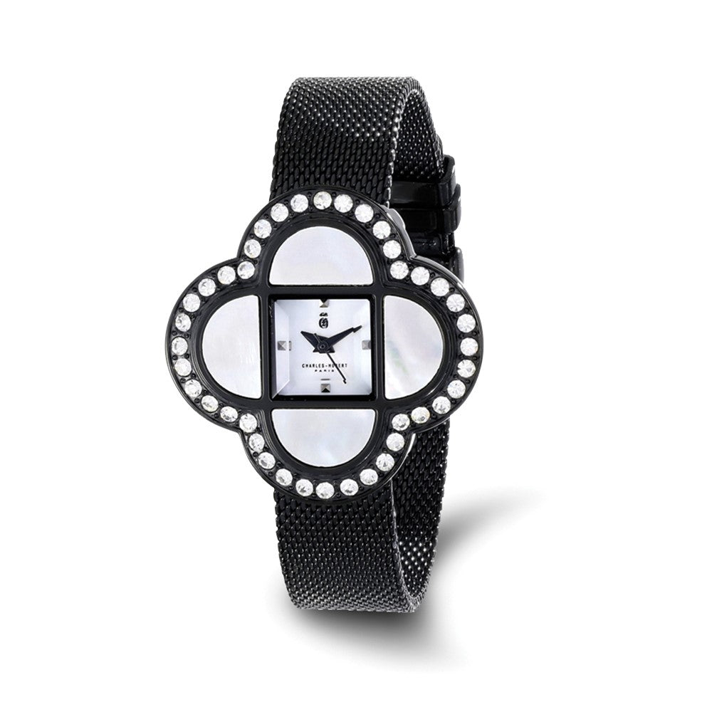 Charles Hubert Ladies IP Black Stainless 36x36mm Watch, Item W8724 by The Black Bow Jewelry Co.