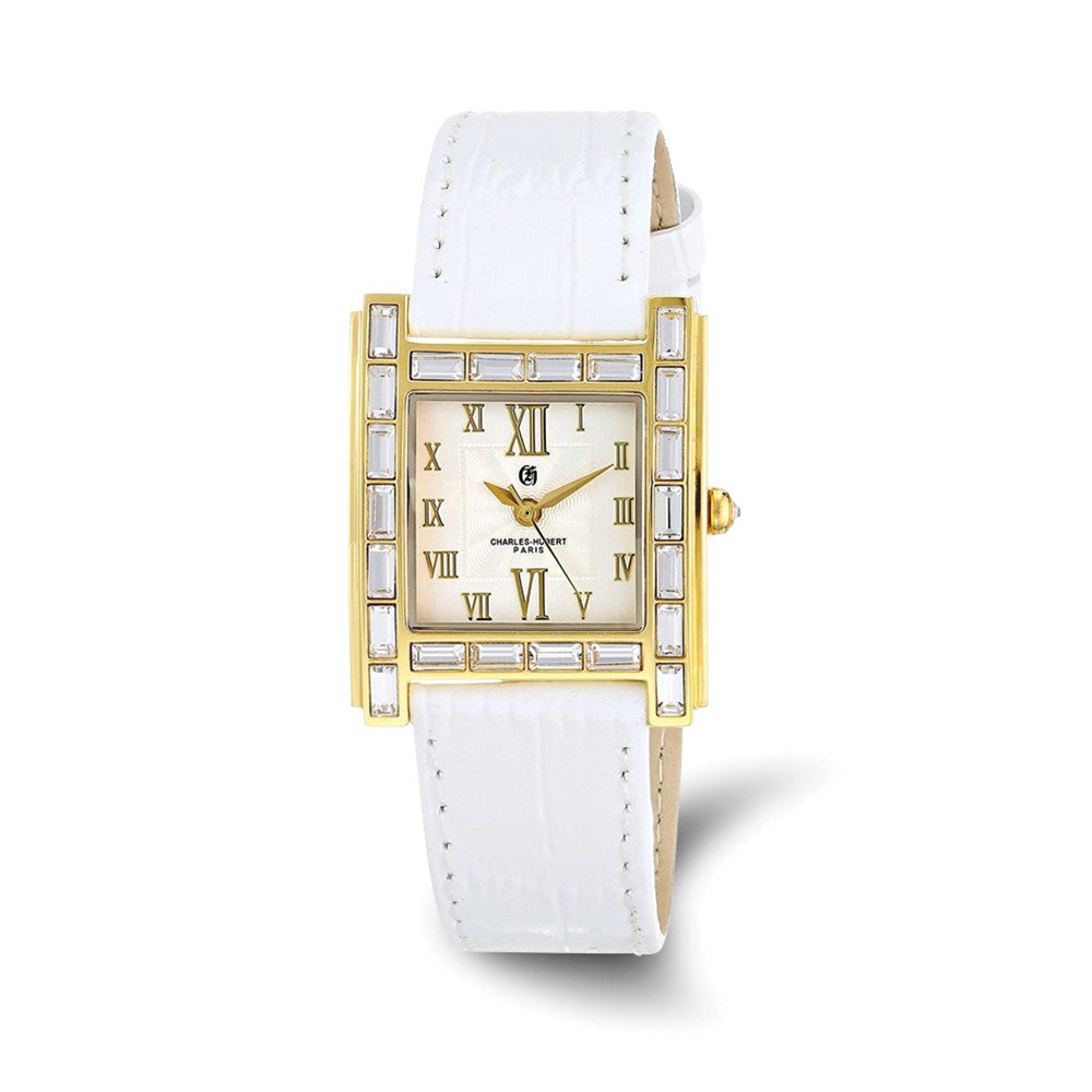 Charles Hubert Ladies Stainless IP-plated Crystal Bezel Watch, Item W8730 by The Black Bow Jewelry Co.