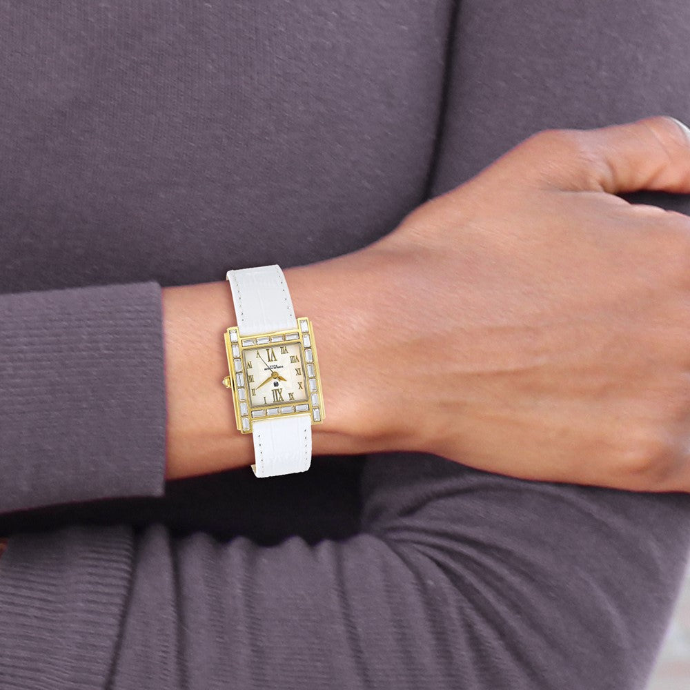 Alternate view of the Charles Hubert Ladies Stainless IP-plated Crystal Bezel Watch by The Black Bow Jewelry Co.