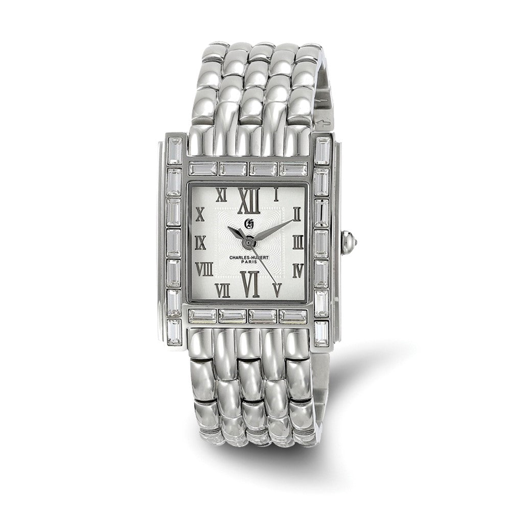 Charles Hubert Ladies Stainless Crystal Bezel 27 x 32mm Watch, Item W8731 by The Black Bow Jewelry Co.