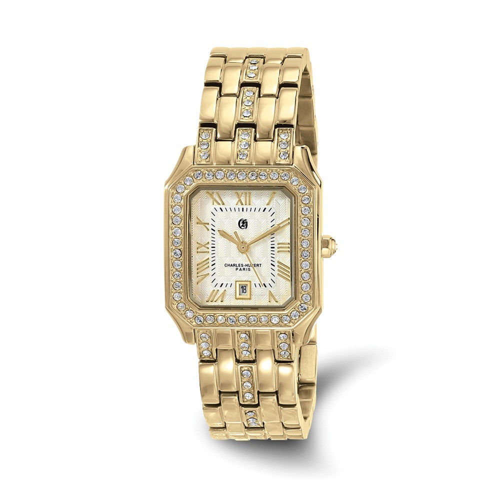 Charles Hubert Ladies IP-plated Stainless Crystal Bezel Watch, Item W8732 by The Black Bow Jewelry Co.
