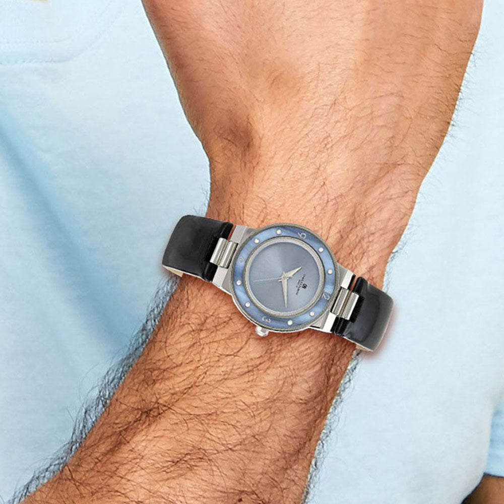 Alternate view of the Charles Hubert Ladies Stainless Blue Mother of Pearl 32mm Watch by The Black Bow Jewelry Co.