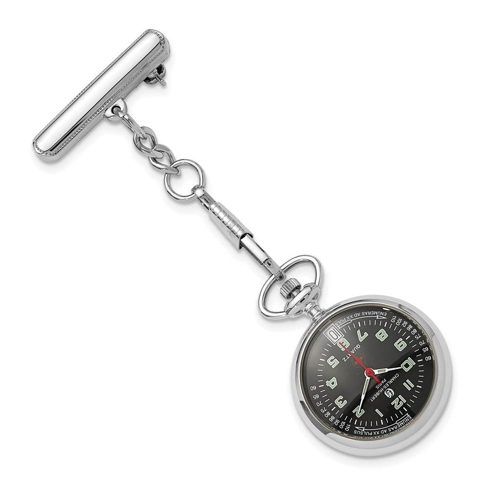 Charles Hubert Black Dial Pin Nurse Watch, Item W8739 by The Black Bow Jewelry Co.