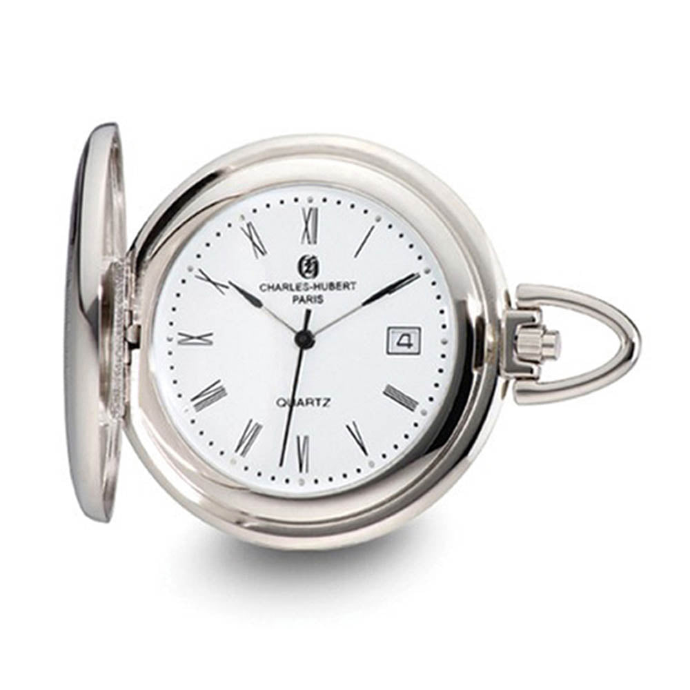 Charles Hubert Shield White Dial Pocket Watch, Item W8746 by The Black Bow Jewelry Co.
