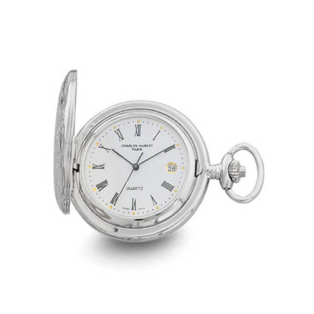 Charles Hubert 2-Tone White Dial Three Hands Pocket Watch, Item W8749 by The Black Bow Jewelry Co.
