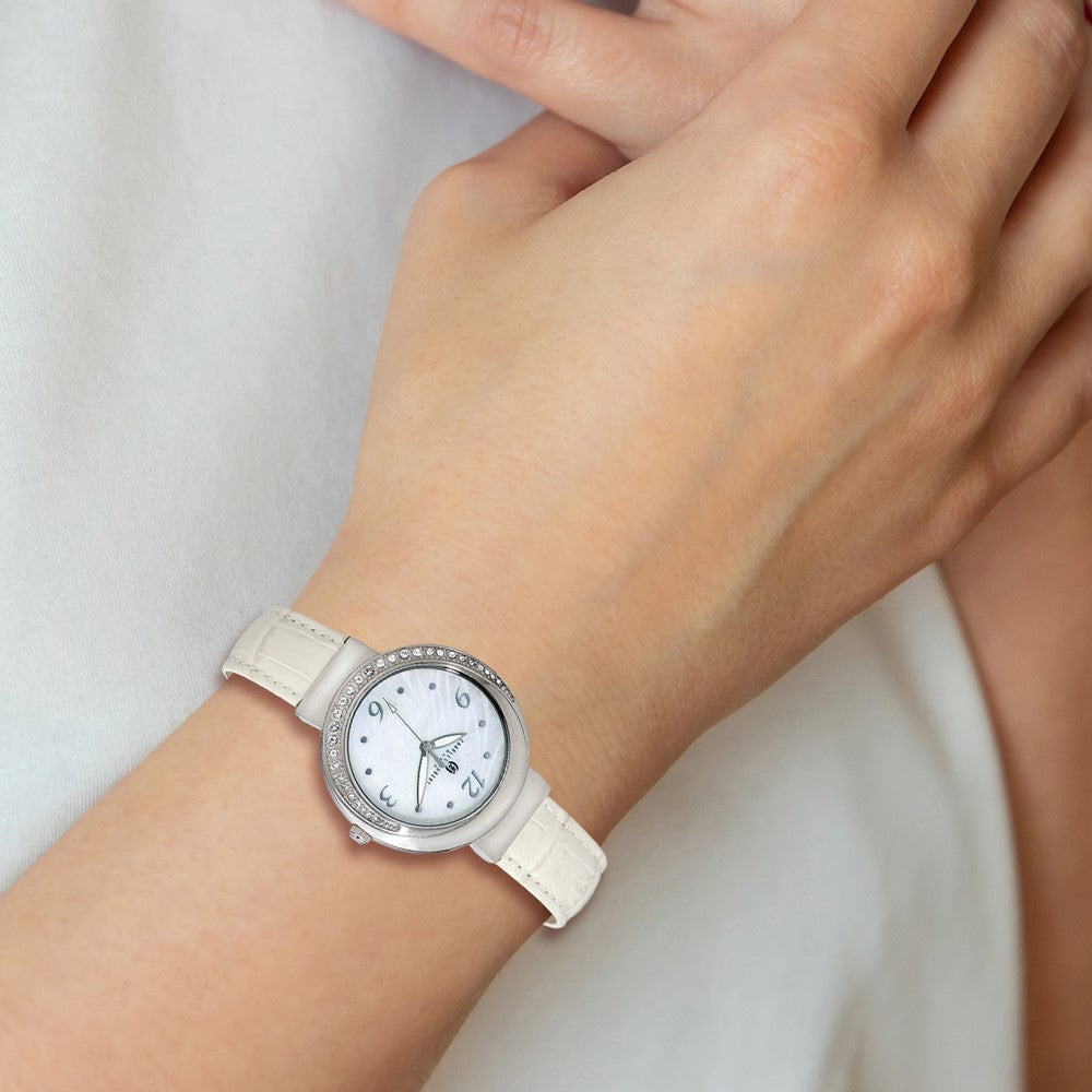 Alternate view of the Charles Hubert Ladies Stainless Steel Cream Leather Band 38mm Watch by The Black Bow Jewelry Co.