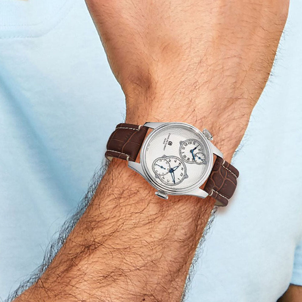 Alternate view of the Charles Hubert Mens Stainless Steel Silver Dial Dual Time Watch by The Black Bow Jewelry Co.