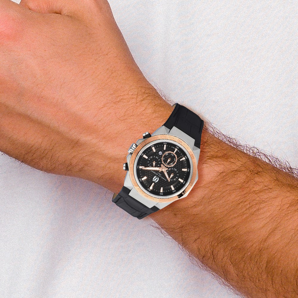 Alternate view of the Charles Hubert Mens Stainless Steel ChronoBlack Dial Solar Watch by The Black Bow Jewelry Co.