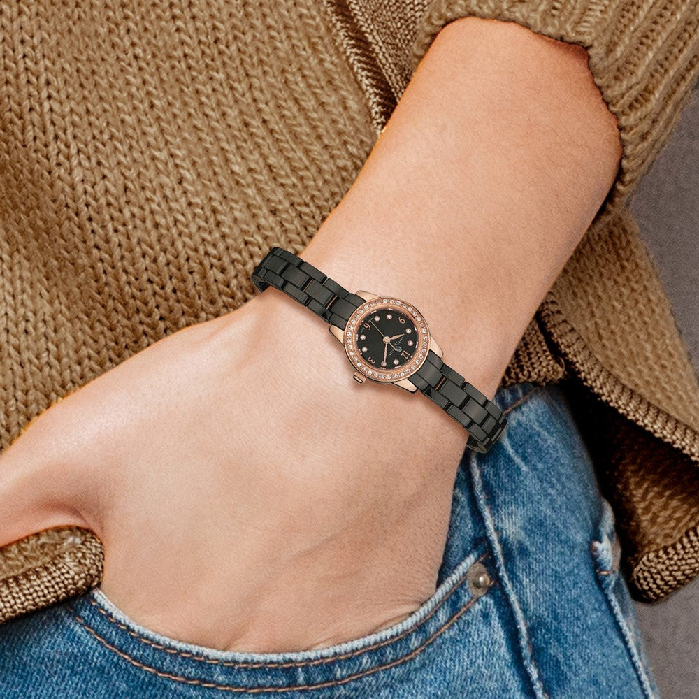 Alternate view of the Charles Hubert Ladies Stainless Steel w Ceramic Band Black Dial Watch by The Black Bow Jewelry Co.
