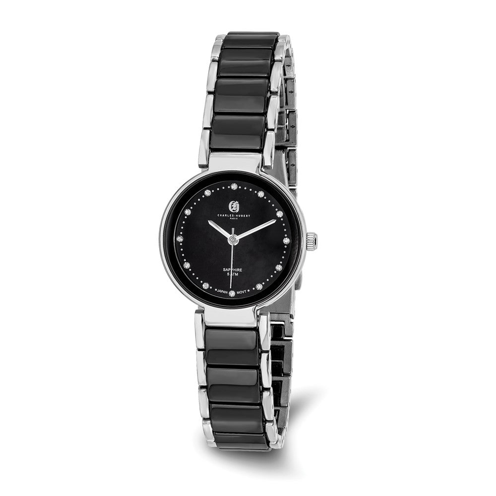 Charles Hubert Ladies Titanium & Ceramic Black Dial Watch, Item W8778 by The Black Bow Jewelry Co.