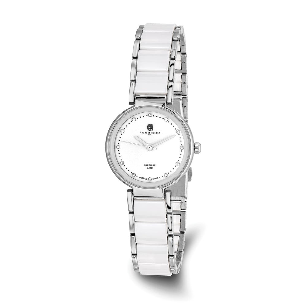 Charles Hubert Ladies Titanium & Ceramic White Dial Watch, Item W8779 by The Black Bow Jewelry Co.