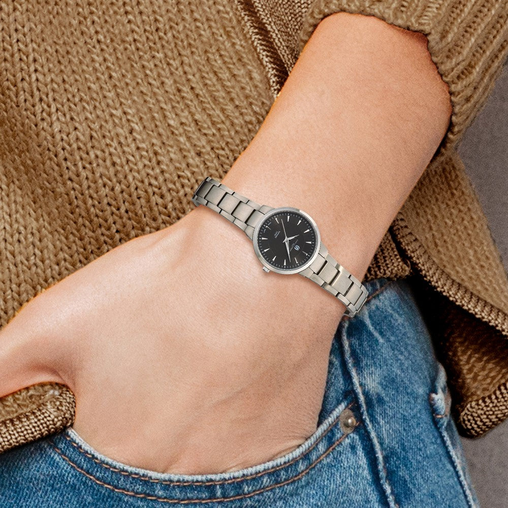 Alternate view of the Charles Hubert Ladies Titanium Black Dial Ultra Slim Watch by The Black Bow Jewelry Co.