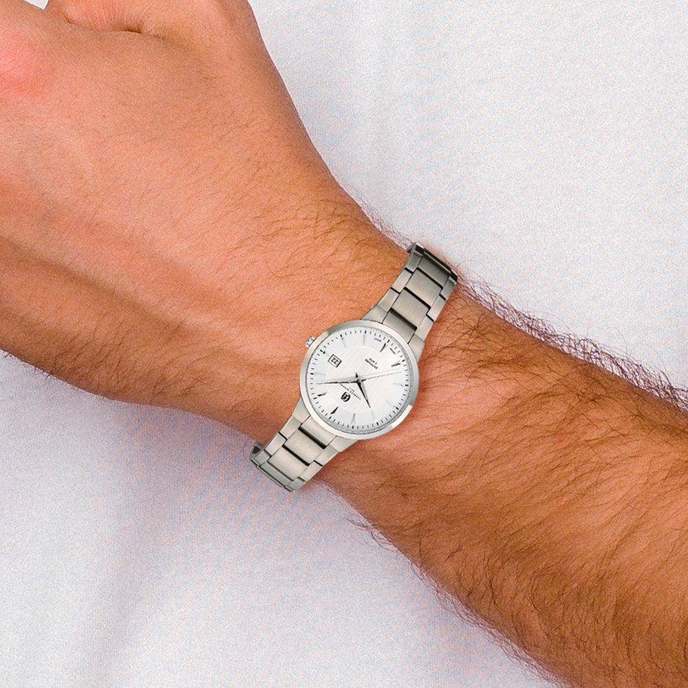 Alternate view of the Charles Hubert Mens Titanium Silver Dial Ultra Slim Watch by The Black Bow Jewelry Co.