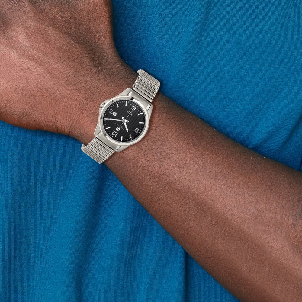 Alternate view of the Charles Hubert Mens Titanium Black Dial Expansion Band Watch by The Black Bow Jewelry Co.