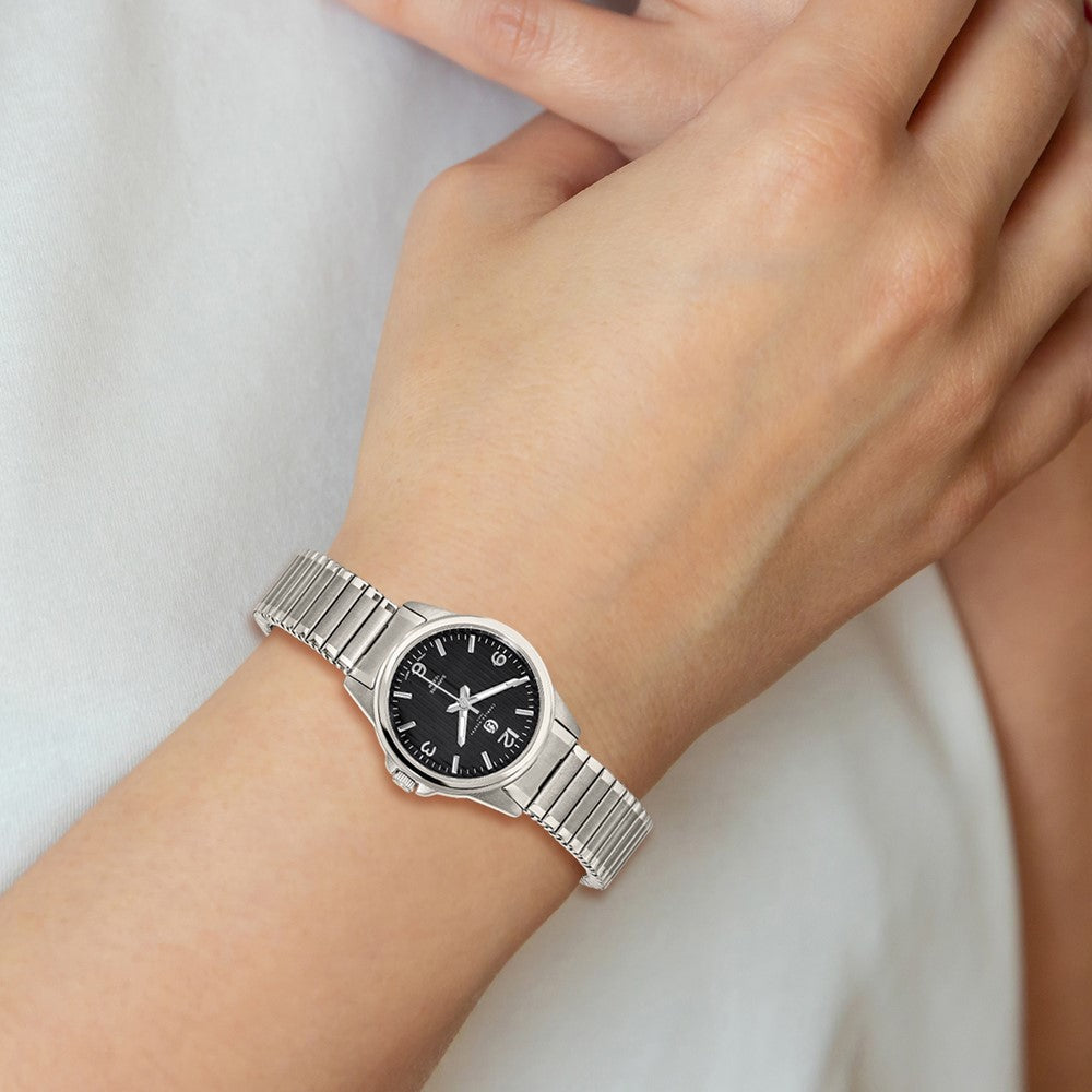 Alternate view of the Charles Hubert Ladies Titanium Black Dial Expansion Band Watch by The Black Bow Jewelry Co.