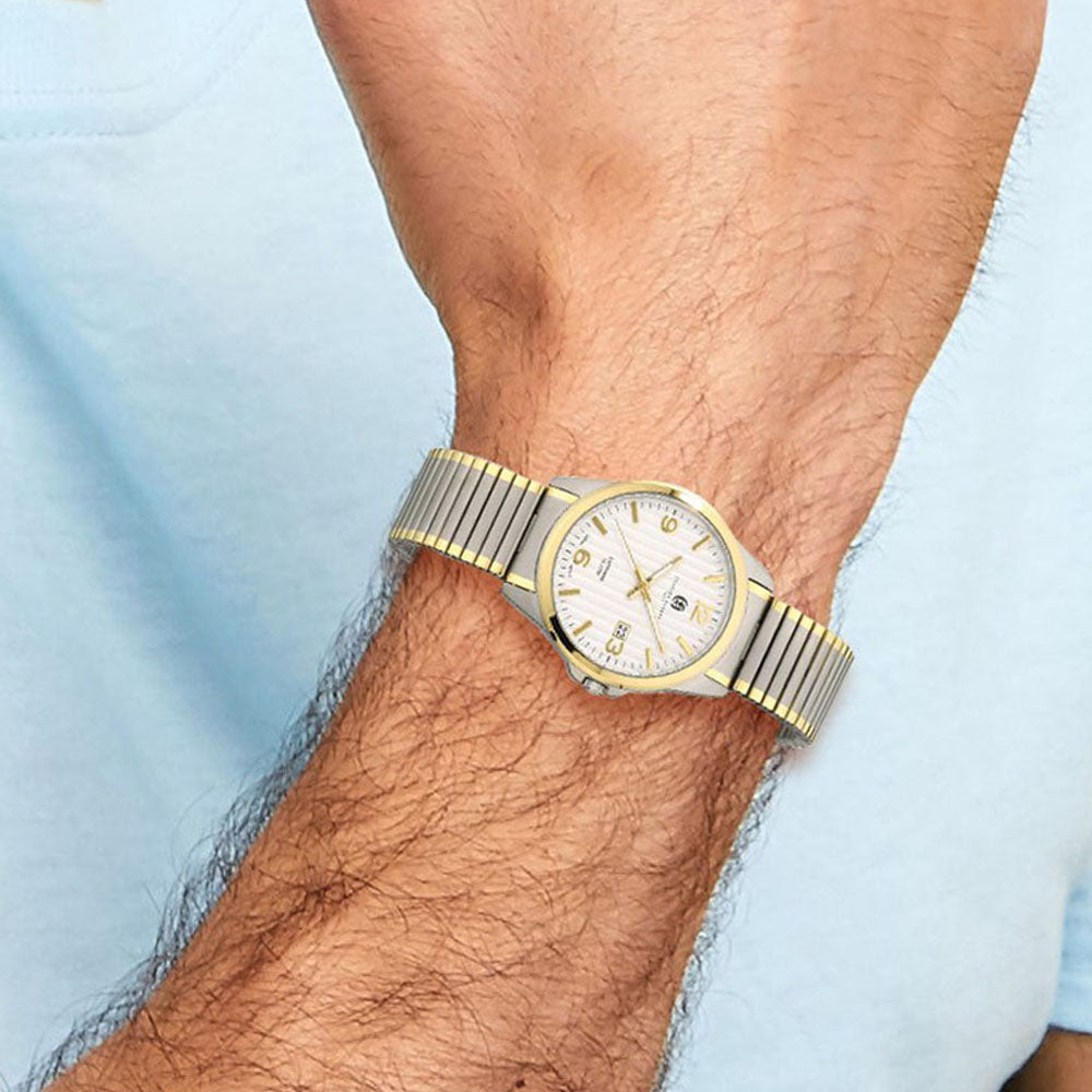 Alternate view of the Charles Hubert Mens Titanium Silver Dial Expansion Band Watch by The Black Bow Jewelry Co.