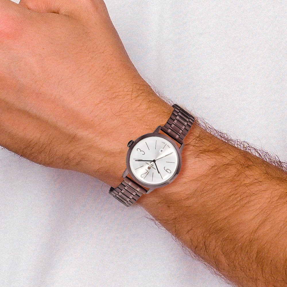 Alternate view of the Charles Hubert Mens Stainless Steel Brown IP-plated Silver Dial Watch by The Black Bow Jewelry Co.