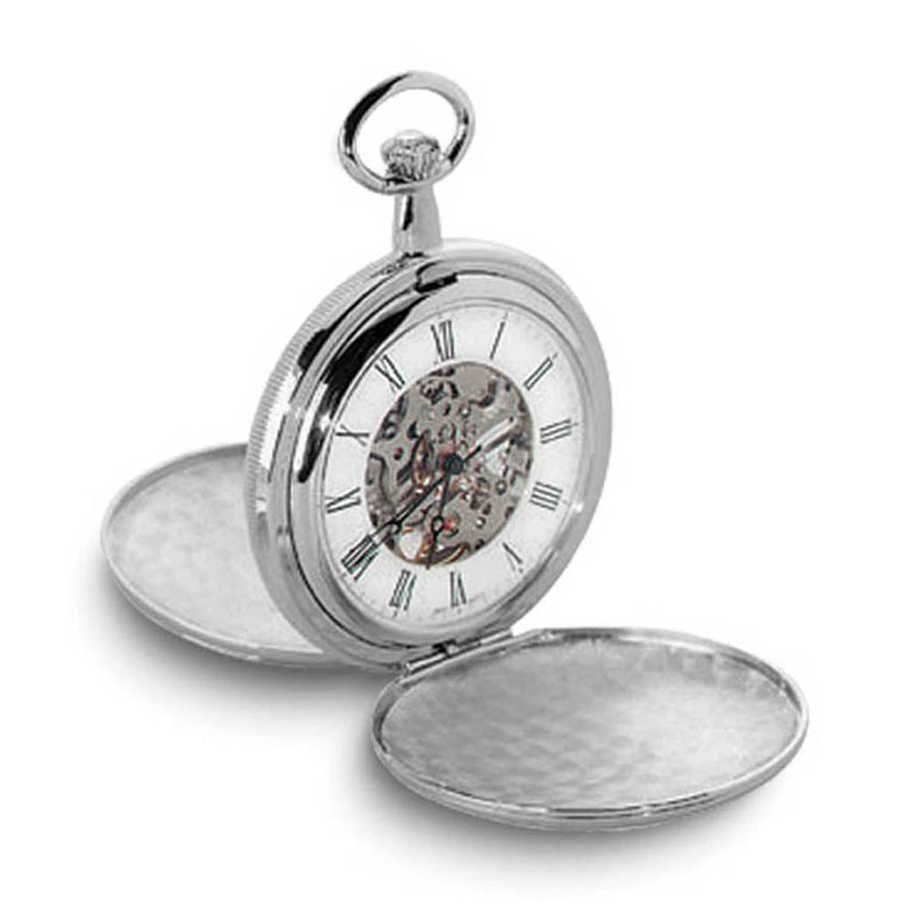 Charles Hubert Chrome-finish White Dial 48mm Pocket Watch, Item W8791 by The Black Bow Jewelry Co.