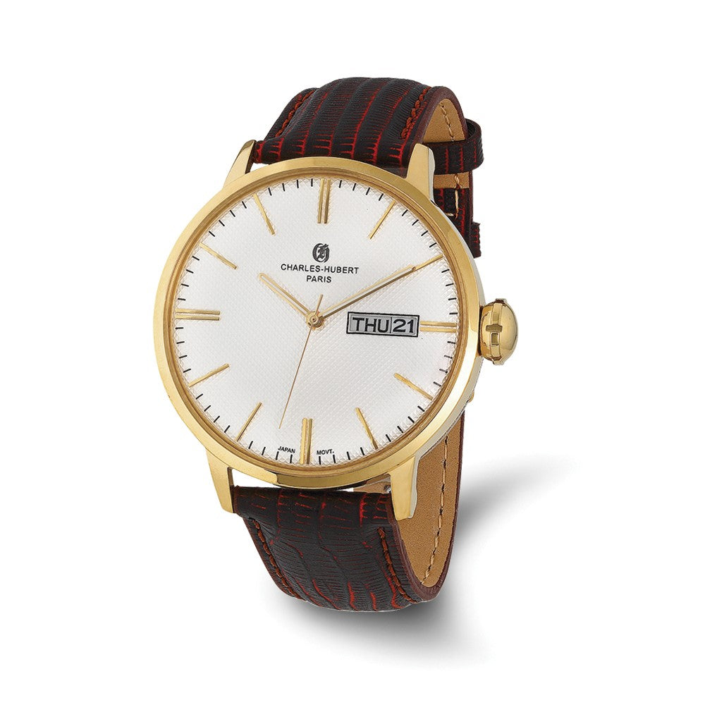 Charles Hubert Mens Stainless Steel White & Gold Tone Dial Watch, Item W8800 by The Black Bow Jewelry Co.
